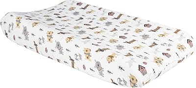 Trend Lab Dog Park Deluxe Flannel Changing Pad Cover, White - Image 1