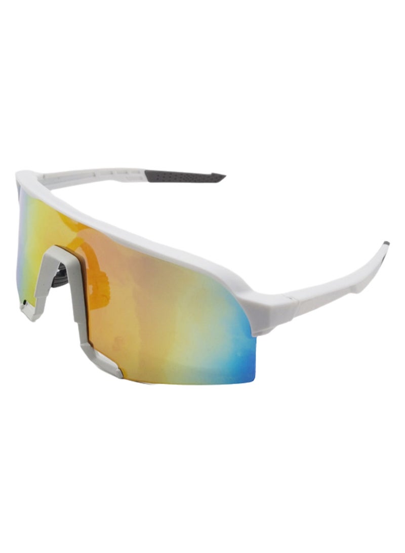 Generic Polarized Sports Sunglasses Cycling Glasses For Men And Women Driving Bicycle Running Fishing Golf Baseball Outdoor Glasses (White frame gold film) - Image 1