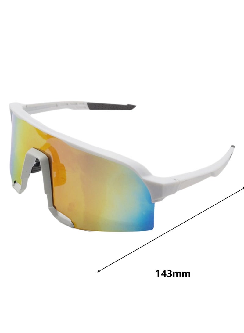 Generic Polarized Sports Sunglasses Cycling Glasses For Men And Women Driving Bicycle Running Fishing Golf Baseball Outdoor Glasses (White frame gold film) - Image 2