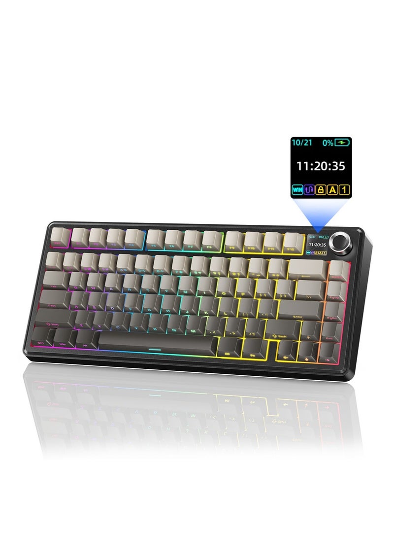 AULA {Custom Edition} F75 Premium Side-Engraved Keycaps Tri-Mode Switching Gaming Keyboard, TFT Screen, 75% Hot Swappable Custom Mechanical Magnetic Keyboard with Knob, 2.4GHz/Type-C/BT5.0, Gasket Creamy RGB Keyboards, for PC/Mac/Office/Gaming,Reaper Switches〖Gradient Gray〗 - Image 2