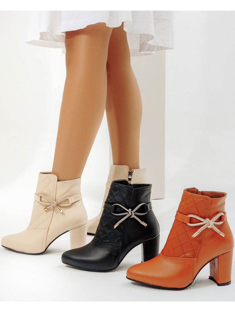 Vbranda Leather Boot With Side Bow  B-45-HAVAN - Image 2