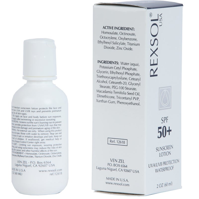 REXSOL SPF 50+ Sunscreen UVA UVB Protection Waterproof | With Vitamin C, Vitamin E & Vitamin A | Maximum reinforced protection against UVA and UVB rays | Prevent fine lines and wrinkles(60 ml/2 fl oz) - Image 2