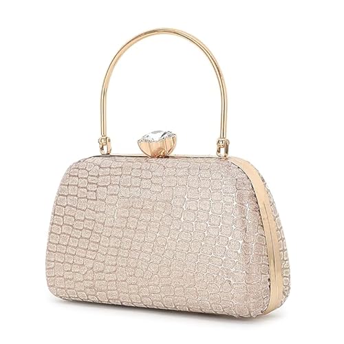 Zaib Bridal Partyware Clutch for Women – Elegant Satin Evening Purse, Wedding & Bridesmaid Clutch Bag, Formal Party Handbag, Cocktail Purse with Detachable Chain Strap for Weddings (Golden- 57No) - Image 1