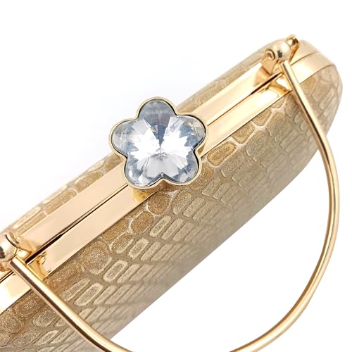 Zaib Bridal Partyware Clutch for Women – Elegant Satin Evening Purse, Wedding & Bridesmaid Clutch Bag, Formal Party Handbag, Cocktail Purse with Detachable Chain Strap for Weddings (Golden- 57No) - Image 5