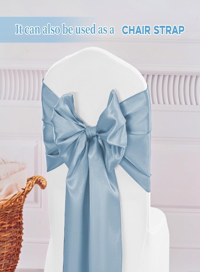 fani 12 Packs Dusty Blue Satin Table Runners 12 x 108 inch Long Smooth Fabric Table Runner for Wedding Banquet Graduations Birthday Party, Table Runners fit Rectange and Round Table - Image 5