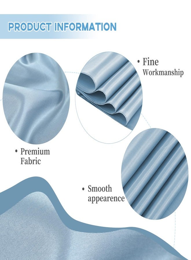 fani 12 Packs Dusty Blue Satin Table Runners 12 x 108 inch Long Smooth Fabric Table Runner for Wedding Banquet Graduations Birthday Party, Table Runners fit Rectange and Round Table - Image 3