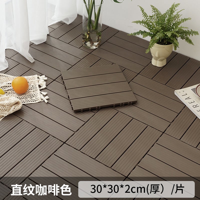 Plastic assembled floor self-assembled balcony terrace floor plastic floor imitation wood plastic floor plastic wood floor manufacturer Brown - Image 4