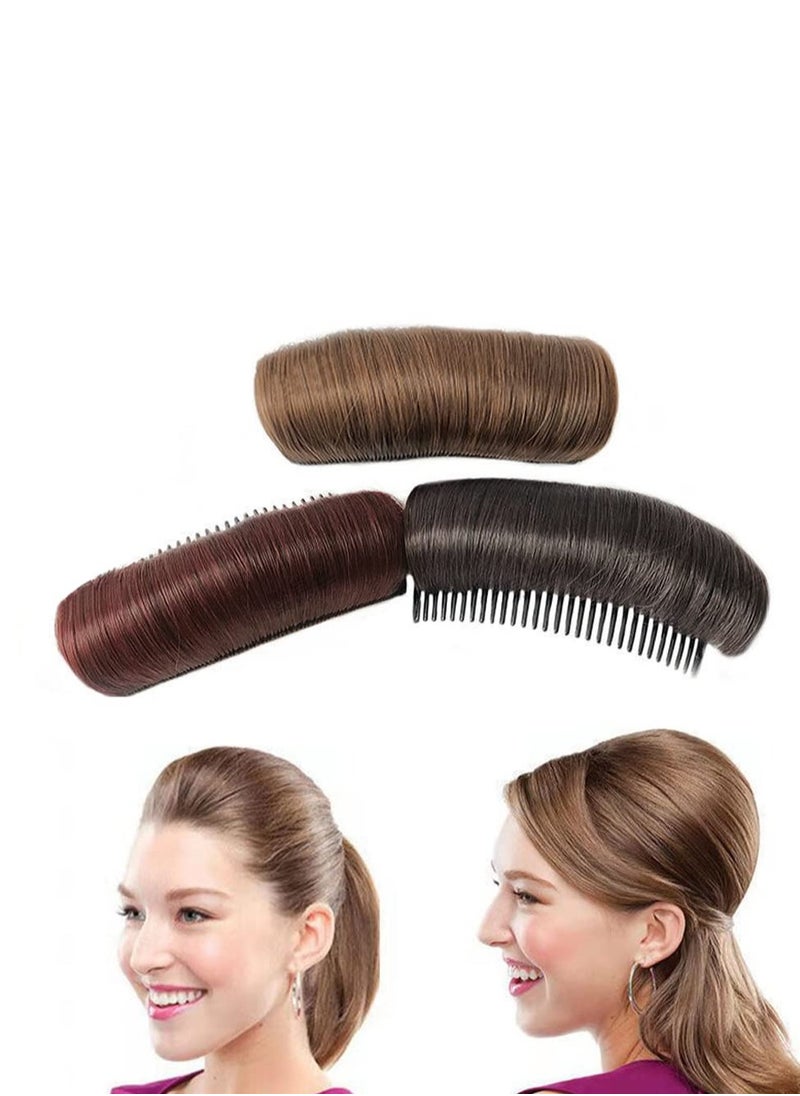 ericotry 3Pcs Women's Hair Volume Bump Inserts - False Hair Clips, Combs & Fluffy Pads for DIY Hairstyles - Light Brown  - Image 2