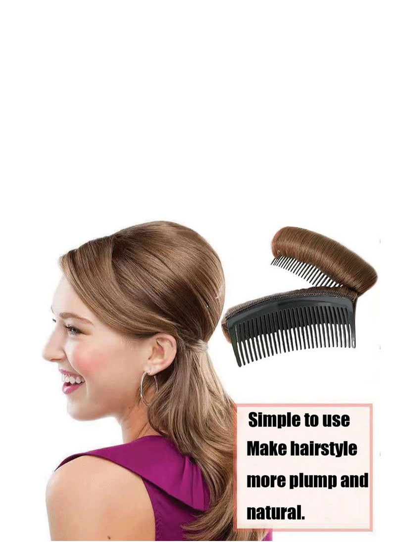 ericotry 3Pcs Women's Hair Volume Bump Inserts - False Hair Clips, Combs & Fluffy Pads for DIY Hairstyles - Light Brown  - Image 3