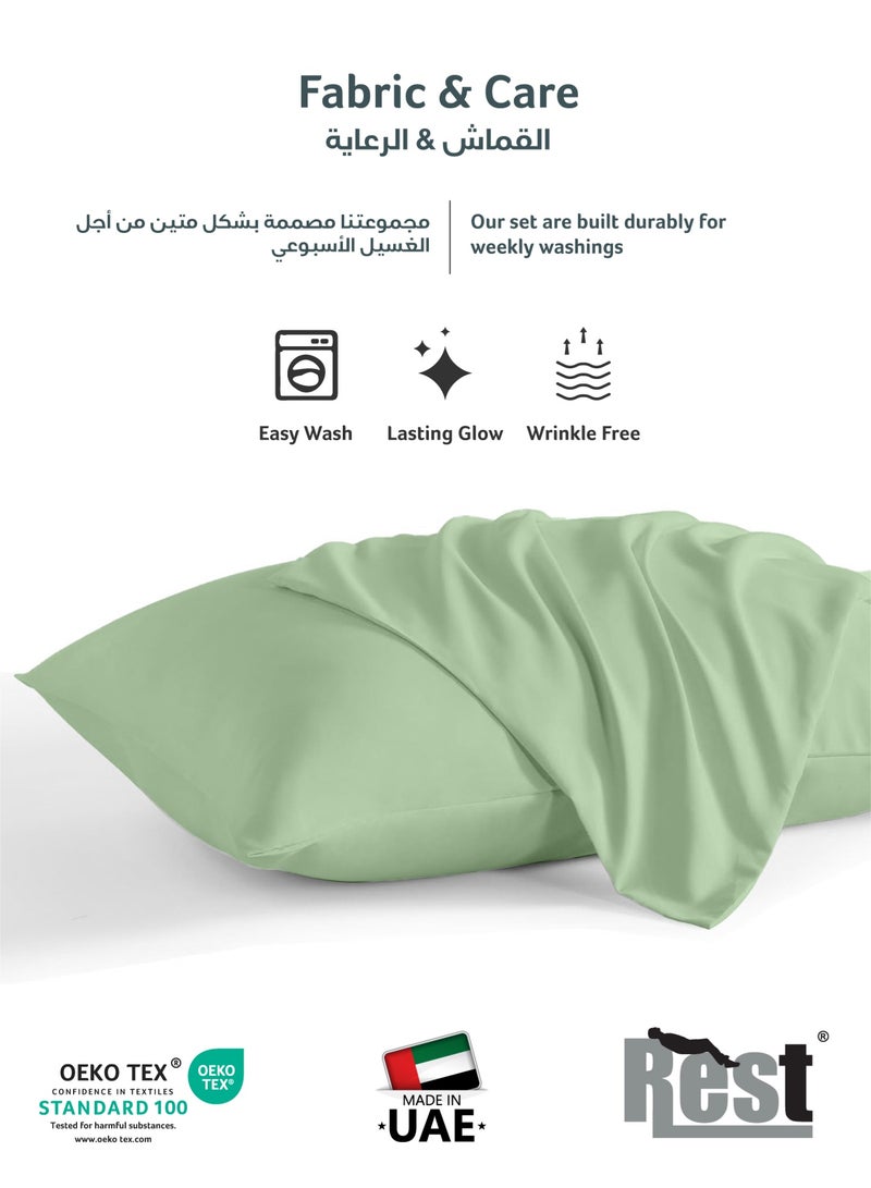 REST Microfiber Pillow Cases 2 Piece Set 50x75cm, 20x30 Inches Mint Green Pillow Cover Soft Brushed Supersoft Fabric Pillow Cases Standard Size - Image 4