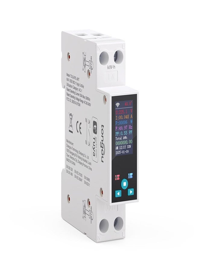 TONGOU Smart Wifi Switch, 1P+N AC90-240V 1-50A, Smart Life/Tuya APP Remote Control, with Power Monitoring, Export/Clear Power Data, DIN Rail Mounted, with LCD Display, Recloser Function, FCC Certified - Image 1