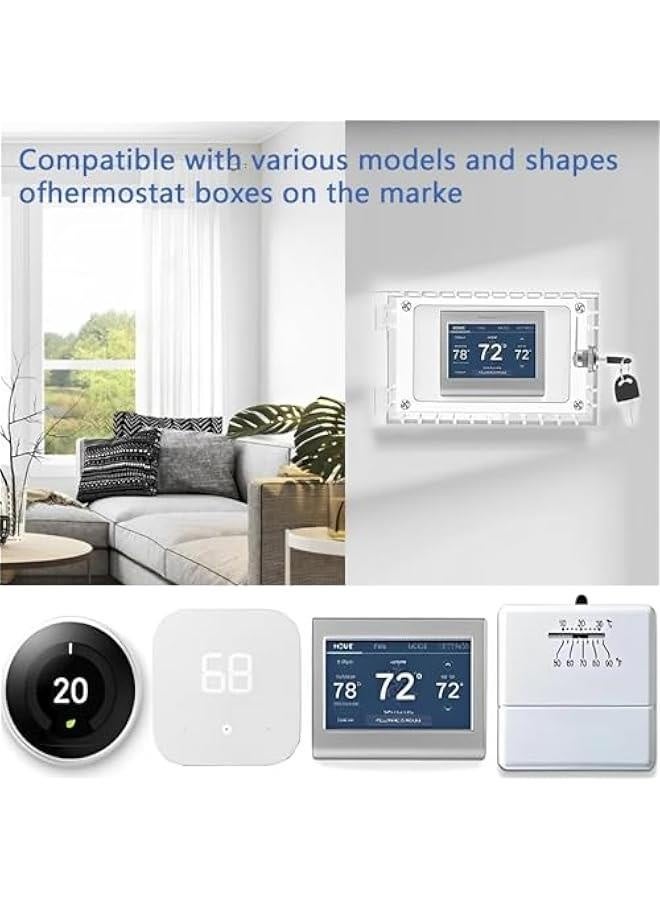 Thermostat Lock Box with Key, Large Clear Thermostat Cover, Wall Mounted Acrylic Thermostat Guard Box, Thermostat Protective Cover Fits Thermostats 7.87'' x 4.72'' x 2.24'' or Smaller  - Image 3