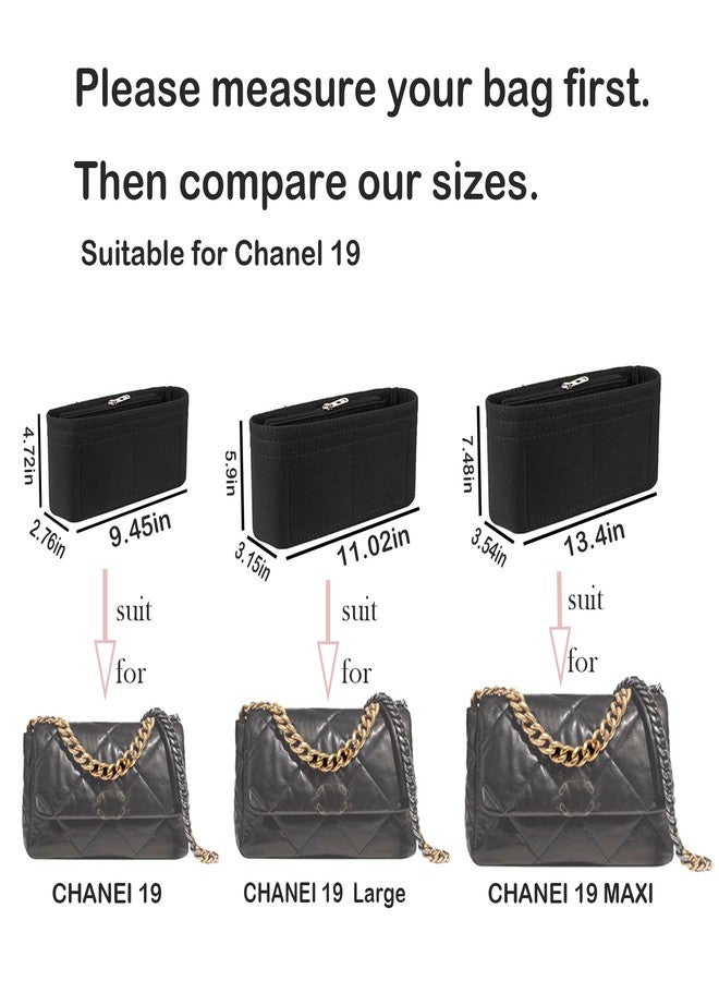 Lckaey Purse Organizer Insert for Chanel 19 Small bag with Side Zipper Pocket Handbag Chanel Maxi Flip bag Organizer Y002red-L - Image 5