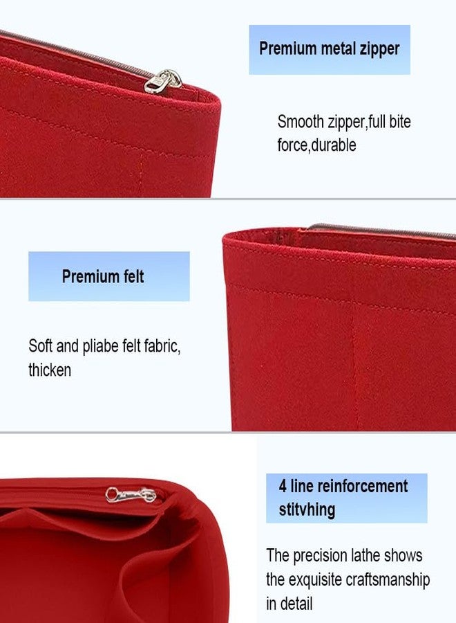 Lckaey Purse Organizer Insert for Chanel 19 Small bag with Side Zipper Pocket Handbag Chanel Maxi Flip bag Organizer Y002red-L - Image 4