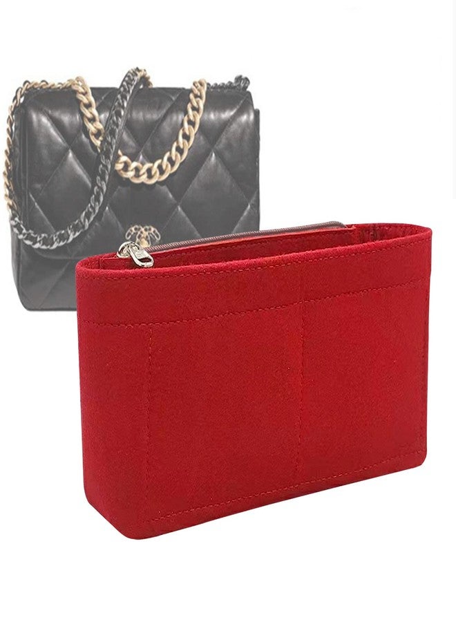Lckaey Purse Organizer Insert for Chanel 19 Small bag with Side Zipper Pocket Handbag Chanel Maxi Flip bag Organizer Y002red-L - Image 1