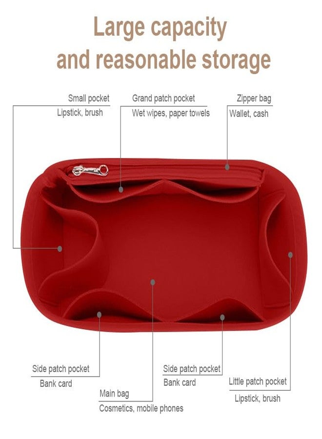Lckaey Purse Organizer Insert for Chanel 19 Small bag with Side Zipper Pocket Handbag Chanel Maxi Flip bag Organizer Y002red-L - Image 2