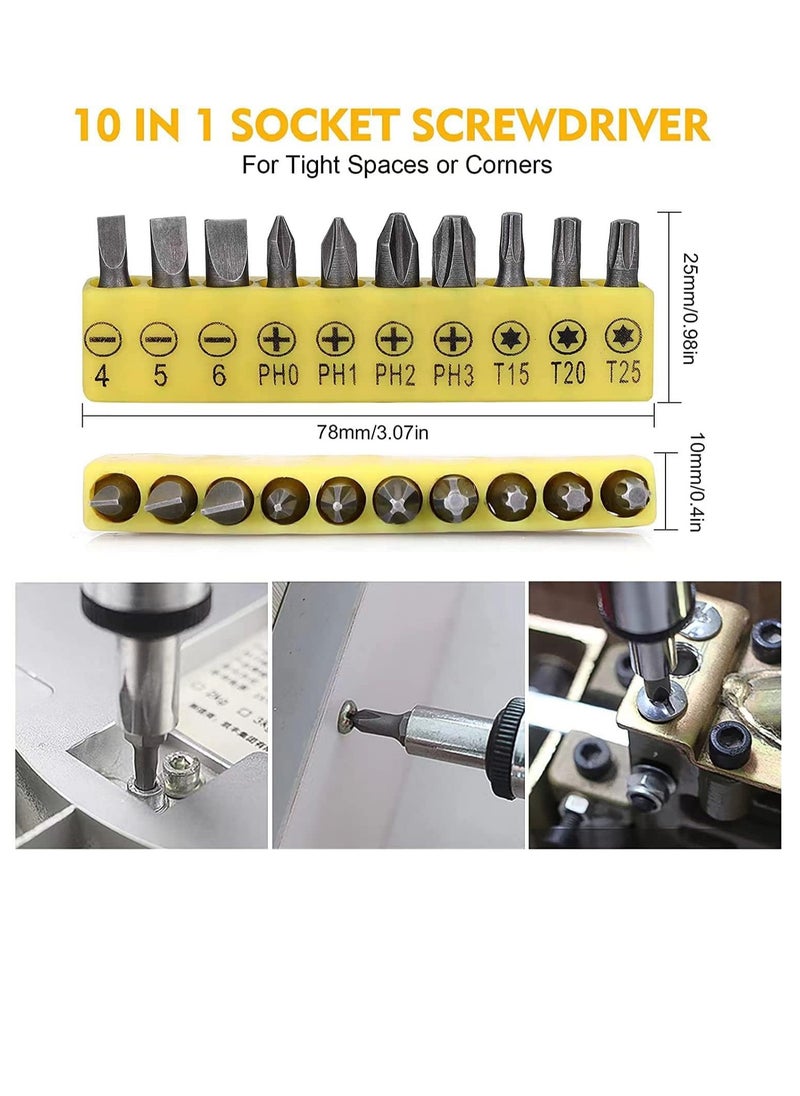 Generic - Flexible Drill Bit Extension Set, 105° Right Angle Drill Attachment, 1/4 3/8 1/2In Hex Shank Impact Driver Socket Adapter Rotatable Socket, Bendable Drill Bit Extension Screwdriver Bit - Image 1