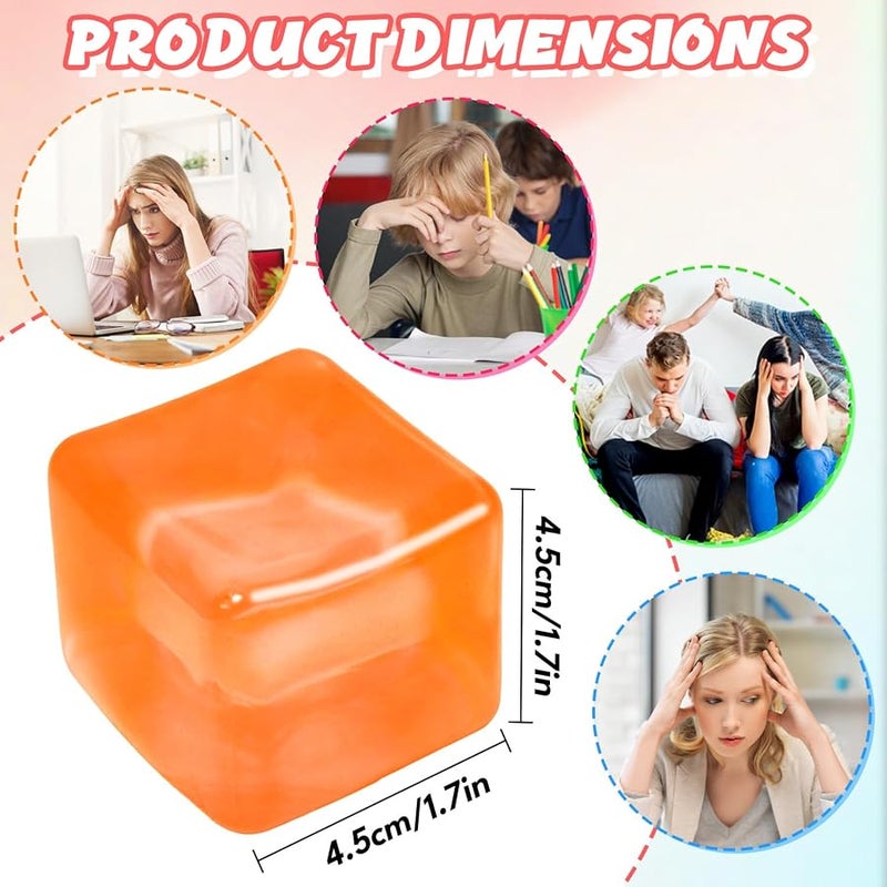 Batorisy Fidget Toy Stress Cube, High Density Squishy Slow Rising Sensory Cube, Anxiety Relief Squeeze Toys for Kids Adults Teens, Classroom Prize & Party Favor Stress Balls (Orange) - Image 2