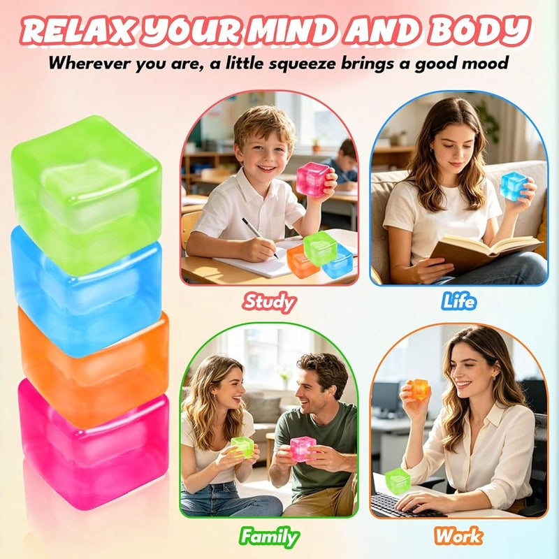 Batorisy Fidget Toy Stress Cube, High Density Squishy Slow Rising Sensory Cube, Anxiety Relief Squeeze Toys for Kids Adults Teens, Classroom Prize & Party Favor Stress Balls (Orange) - Image 4
