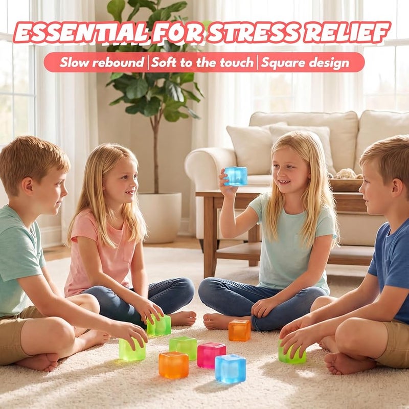 Batorisy Fidget Toy Stress Cube, High Density Squishy Slow Rising Sensory Cube, Anxiety Relief Squeeze Toys for Kids Adults Teens, Classroom Prize & Party Favor Stress Balls (Orange) - Image 5