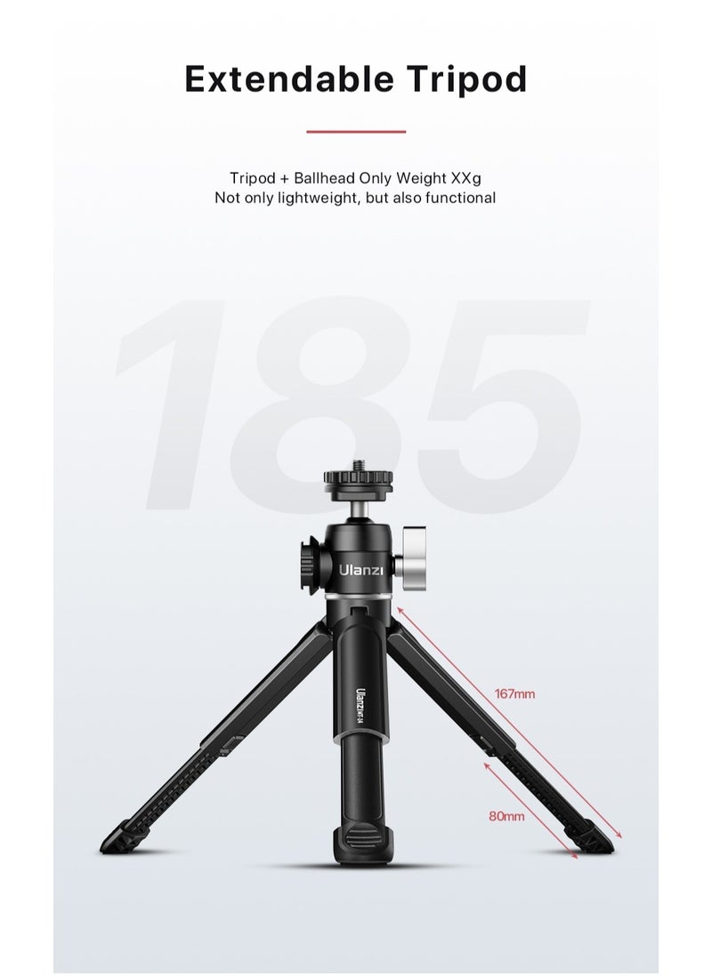 Ulanzi - U-Vlog Lite Extendable Tripod with Dual Cold Shoe Ball Head for Phone Mirrorless Camera Vlogging - Image 1
