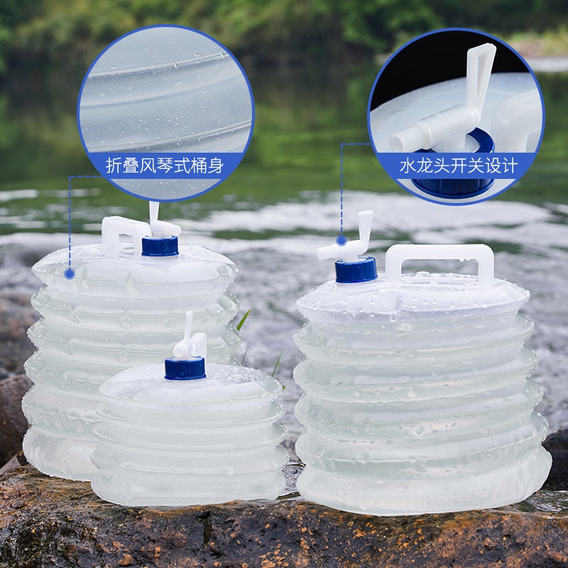 Outdoor Barrel Water Household Thickened Water Kettle Folding Bucket Car Kitchen Plastic Household Telescopic Bucket With Faucet - Image 4