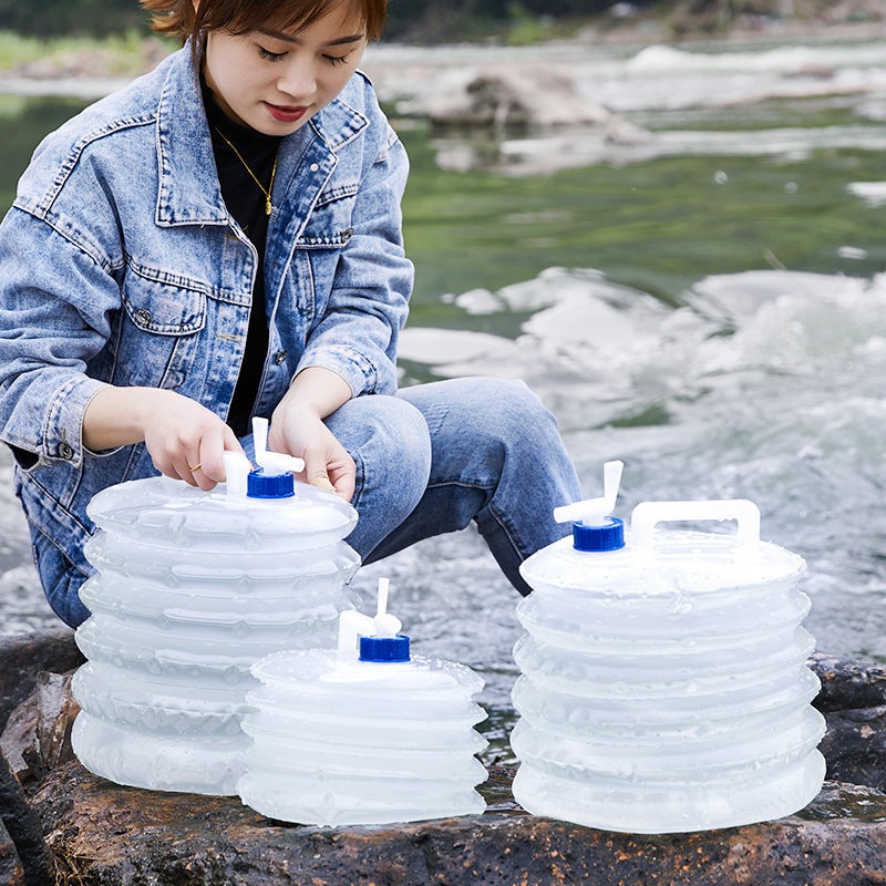 Outdoor Barrel Water Household Thickened Water Kettle Folding Bucket Car Kitchen Plastic Household Telescopic Bucket With Faucet - Image 3