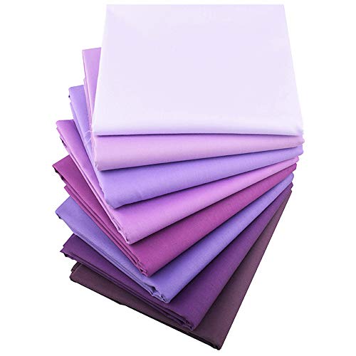 Hanjunzhao Solids Purple Fat Quarters Fabric Bundles, Pre-Cut Quilting Fabric for Sewing Crafting, 18 x 22 inches(Purple Solid) - Image 1