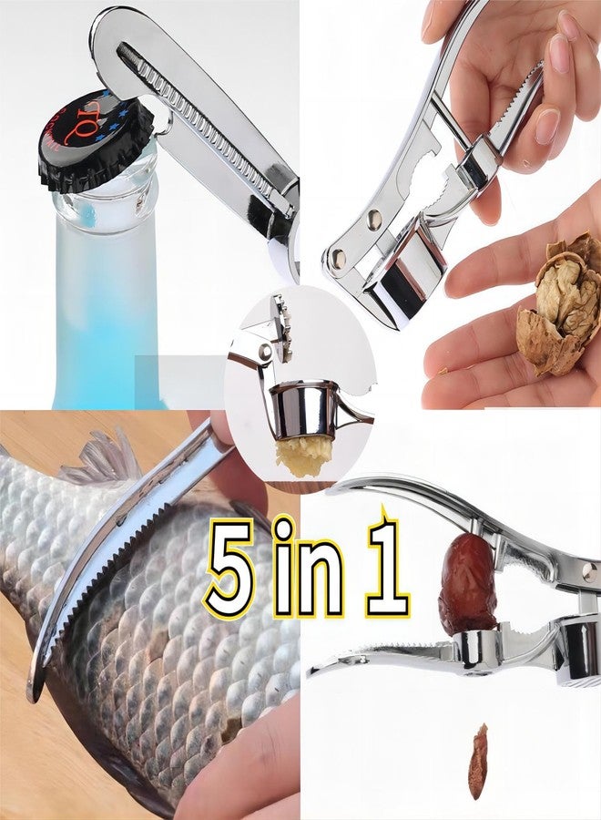 KINTEGOOD 5-in-1 Stainless Steel Garlic Press, Multi-Function Kitchen Gadget with Mincer, Crusher, Bottle Opener, Pit Remover - Image 2