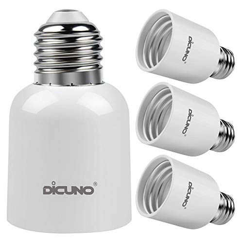 DiCUNO E26 to E39 Socket Adapter, Medium E26 to Mogul E39 Screw Base Light Bulb Socket Converter, Maximum 300W, 165℃ Heat Resistant, Pack of 4 - Image 1