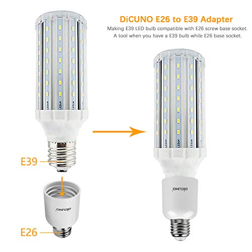 DiCUNO E26 to E39 Socket Adapter, Medium E26 to Mogul E39 Screw Base Light Bulb Socket Converter, Maximum 300W, 165℃ Heat Resistant, Pack of 4 - Image 2