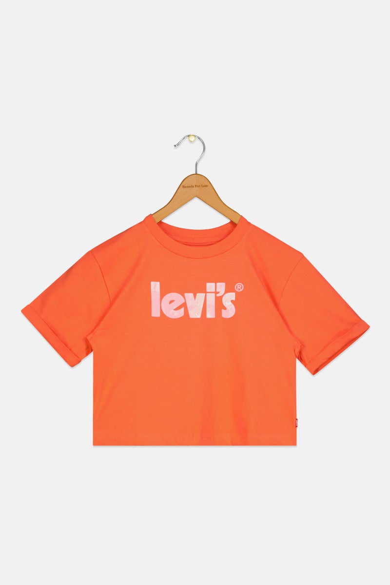 Levi's تي شيرت قصير الأكمام بنات للأطفال بياقة دائرية، كورال - Image 2