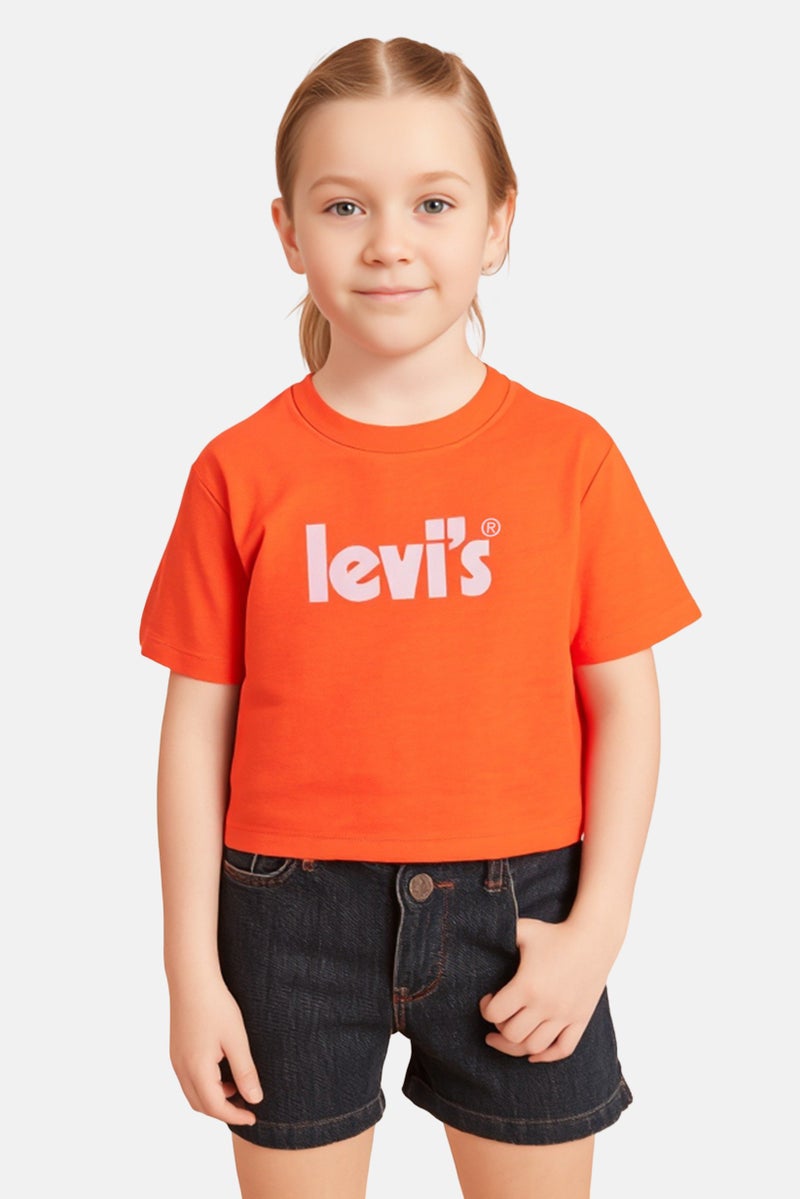 Levi's تي شيرت قصير الأكمام بنات للأطفال بياقة دائرية، كورال - Image 1