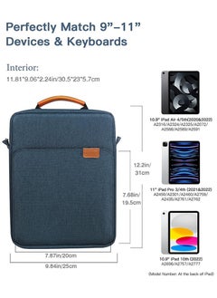 SUNDAREE 9-11 Inch Tablet Sleeve Bag, Fits for iPad air 5 10.9" 2022, iPad Pro 11 M2 2022-2018, iPad 10th 10.9, Air 4 10.9, Tab S8 2022, Handle Carrying Case with Shoulder Strap, Dark Blue  - Image 3