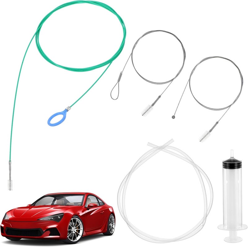 HaiFafafaing Auto Sunroof Drain Cleaning Tool,118in Long Pipe Brush with Tube Cleaning Brushes,Drain Brush Pipe Cleanings,Syringe Hose, Syringe, Sun Roof Drains Cleanings Tool for Car Sunroof Wiper Drains Hole Hardness boosted processed substance - Image 1