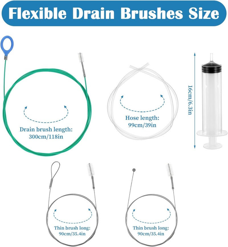 HaiFafafaing Auto Sunroof Drain Cleaning Tool,118in Long Pipe Brush with Tube Cleaning Brushes,Drain Brush Pipe Cleanings,Syringe Hose, Syringe, Sun Roof Drains Cleanings Tool for Car Sunroof Wiper Drains Hole Hardness boosted processed substance - Image 2