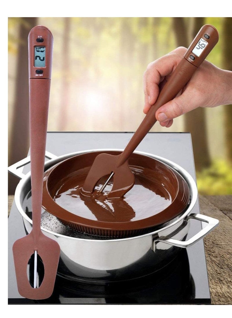 SYOSI - Silicon Candy Thermometer Digital Spatula Thermometer Professional Durable Deep Frying Instant Read Temperature Reader and Stirrer for Kitchen Cooking, Baking BBQ, Candy, Chocolate, Sauce - Image 1