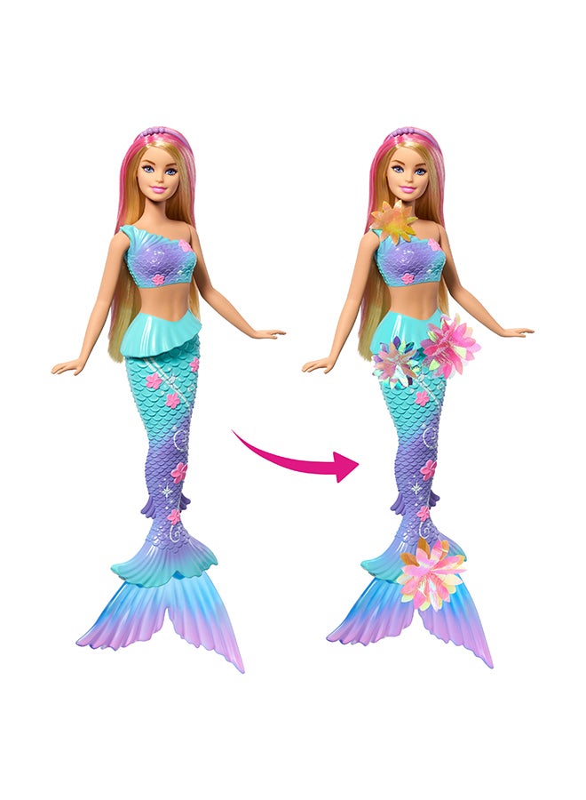 Barbie Mermaid Toy Dolls With Surprise Magic Blooming Flowers Feature, Ombre Tails, Pearl Headband Accessory & Long Blonde Hair With Pink Highlights - Image 2
