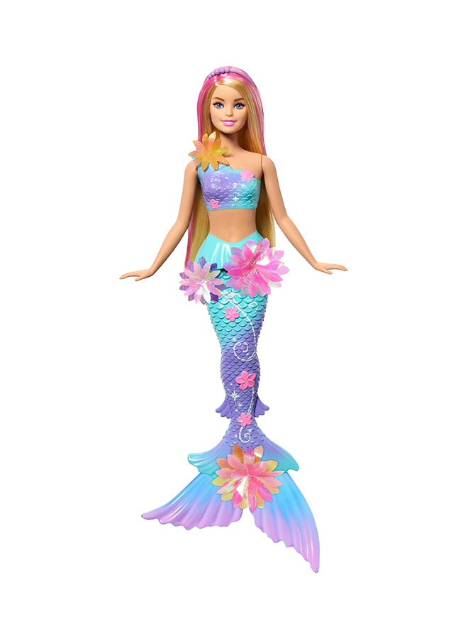 Barbie Mermaid Toy Dolls With Surprise Magic Blooming Flowers Feature, Ombre Tails, Pearl Headband Accessory & Long Blonde Hair With Pink Highlights - Image 1