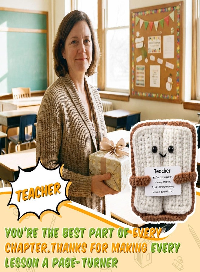 Newcotte End of Year Crochet Teacher Gift Handmade Crochet Book Gift Positive Cute Funny Doll Thanks for Making Every Lesson a Page Turner for Graduation End of Year - Image 5