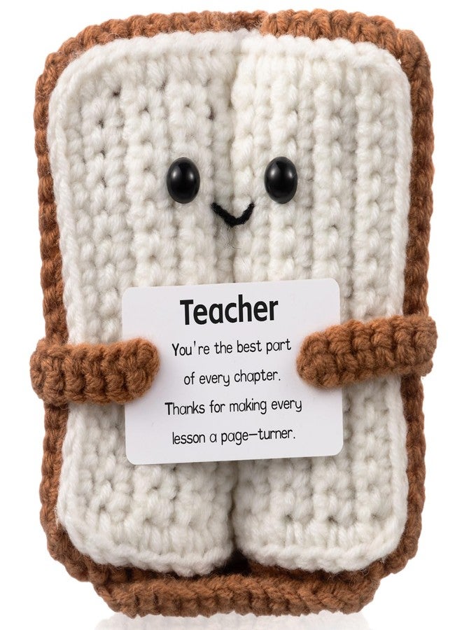 Newcotte End of Year Crochet Teacher Gift Handmade Crochet Book Gift Positive Cute Funny Doll Thanks for Making Every Lesson a Page Turner for Graduation End of Year - Image 1