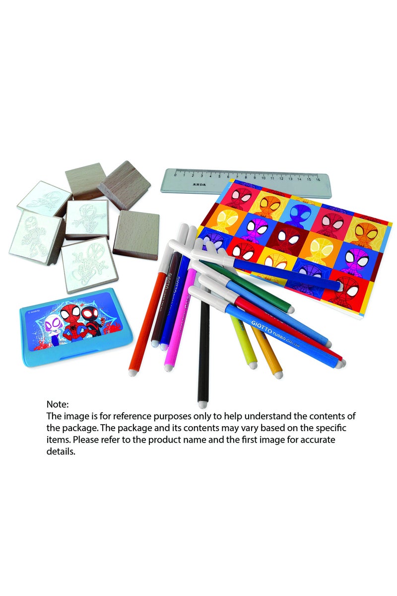MULTIPRINT Miraculous Ladybug Mega Art Case for Kids – 86x54cm Set with 60 Felt Tip Pens, 10 Pencil Crayons, 10 Wax Crayons, 6 Stamps, Ink Pad, Coloring Book, Notebook & 30 Stickers - Image 2