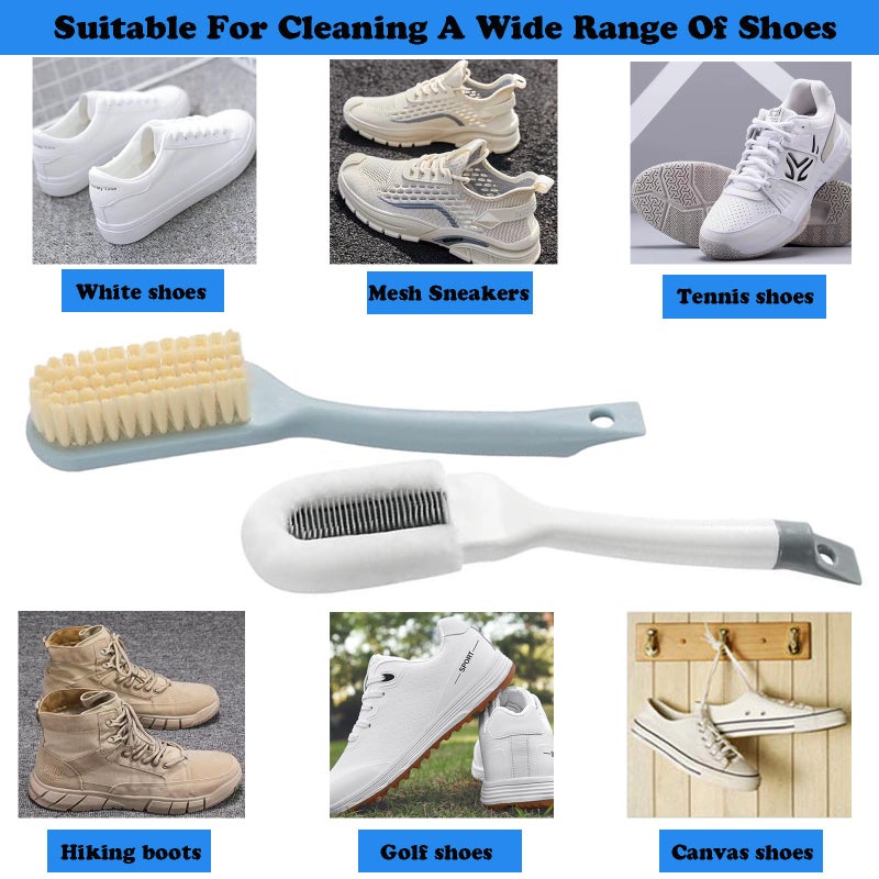 Ganganmax 2Pack Shoe Cleaning Brush -Sneaker Shoe Cleaner Brush-Soft Bristle Cleaning Shoes Scrubber-Long Handle Shoe Scrubbing Brush-White Sneaker Cleaner Brush-Shoe Brushes for Cleaning - Image 5