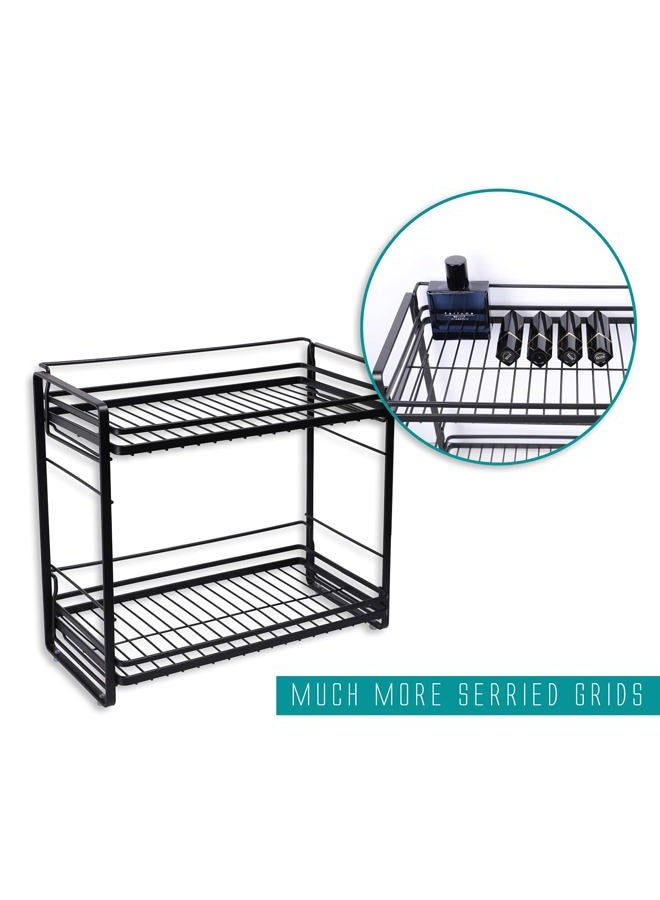 zccz 2-Tier Bathroom Organizer, Ideal as a Kitchen or Bathroom Countertop Organizer - Black Finish Makeup Organizer for Vanity - Black Finish Kitchen and Bathroom Storage Organizer - Image 4