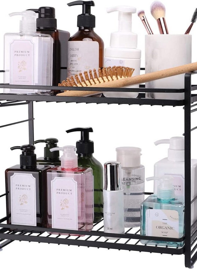 zccz 2-Tier Bathroom Organizer, Ideal as a Kitchen or Bathroom Countertop Organizer - Black Finish Makeup Organizer for Vanity - Black Finish Kitchen and Bathroom Storage Organizer - Image 1