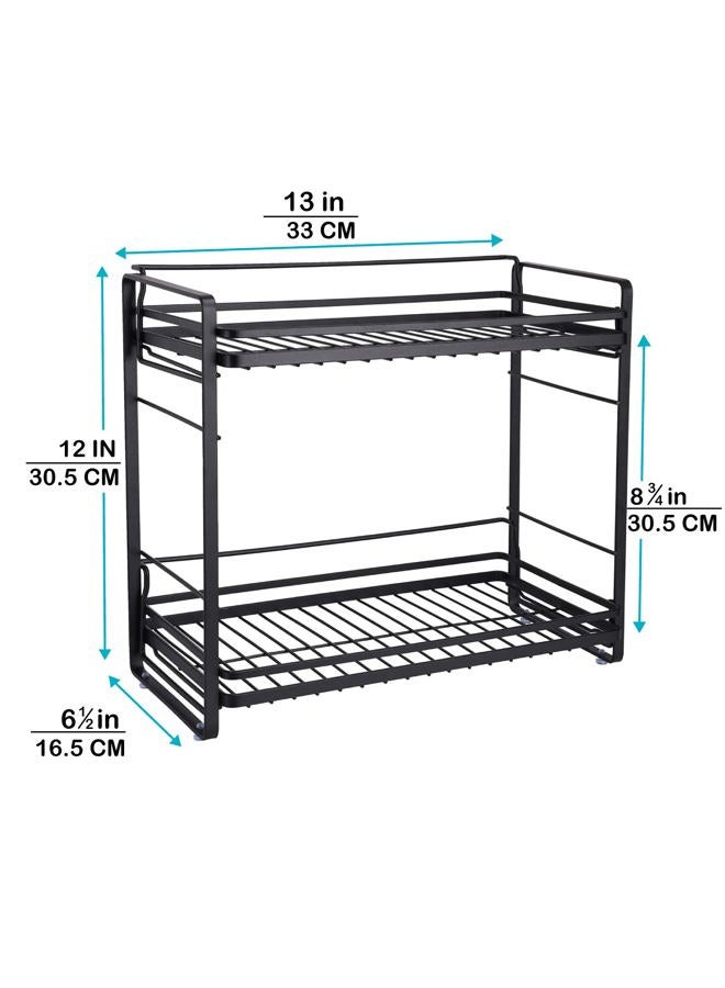 zccz 2-Tier Bathroom Organizer, Ideal as a Kitchen or Bathroom Countertop Organizer - Black Finish Makeup Organizer for Vanity - Black Finish Kitchen and Bathroom Storage Organizer - Image 3