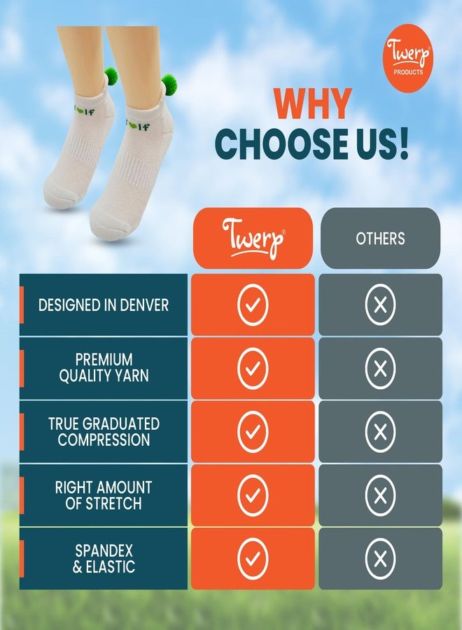 Twerp Golf Socks for Women - Athletic Golf Socks with Pom Pom Balls - Ankle Socks for Golf - Image 4