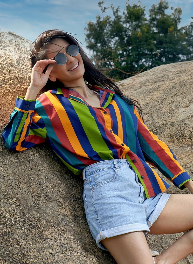 Women's Multicolour Balanced Striped Shirt