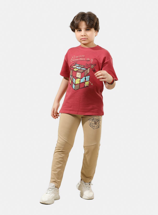 ريمينت بيجاما للاولاد مكعب روبيك نبيتي فاتح - Image 2