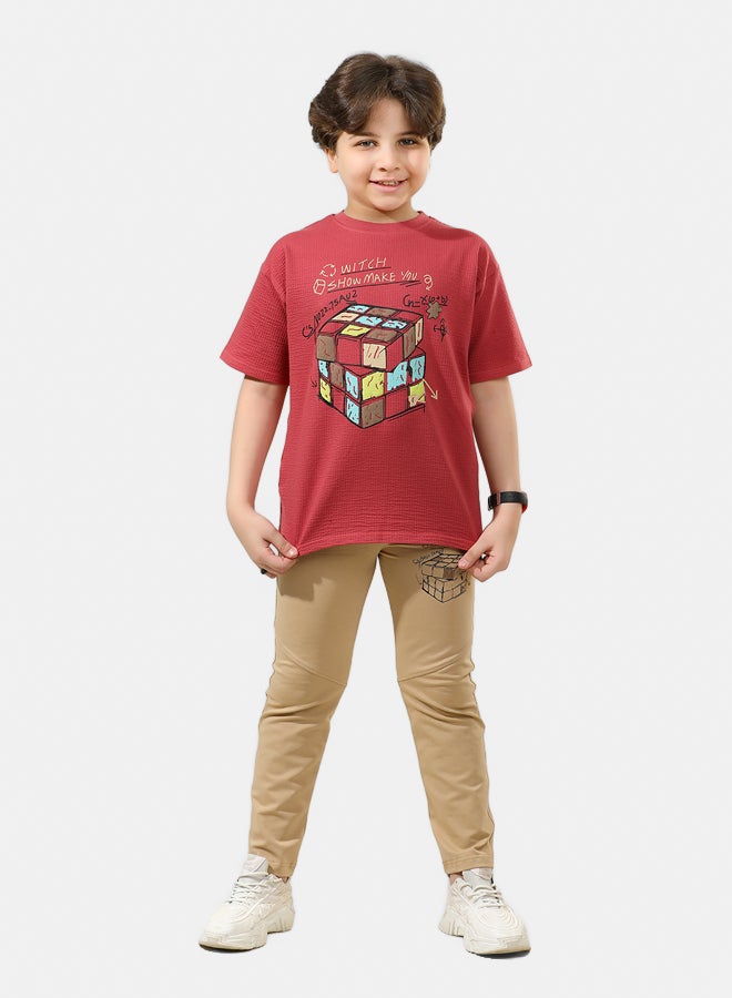 ريمينت بيجاما للاولاد مكعب روبيك نبيتي فاتح - Image 1